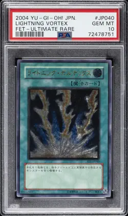 2004 YU-GI-OH! JPN FLAMING ETERNITY ULTIMATE RARE #JP040 LIGHTNING VORTEX PSA 10 - Image 1