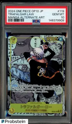 2024 One Piece OP10 Japanese #119 Trafalgar Law Manga Alternate Art PSA 10 - Image 1