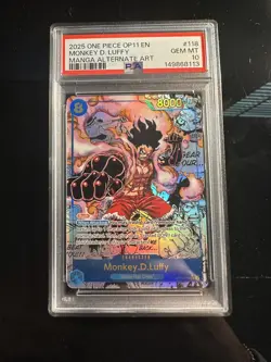 2025 One Piece Monkey.D.Luffy Secret Rare Manga Alt Art #OP11-118 PSA 10 - Image 1