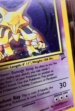 CGC 10 GEM MINT Alakazam 2000 Base Set 2 1/130 Holo SWIRL Pokemon Card - Image 4