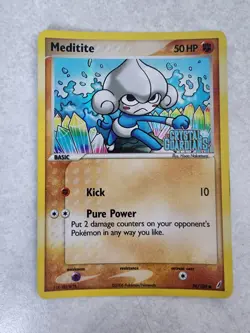 Pokemon Meditite 56/100 Reverse Holo card - Crystal Guardians - Stamped - Image 1