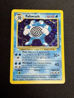 Pokemon Poliwrath Base Set Holo Rare 90 HP 13/102 English 1999 Wizards Card - Image 1