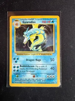 Pokemon Gyarados Base Set Holo Rare 6/102 100 HP Bubblebeam Dragon Rage Card - Image 1