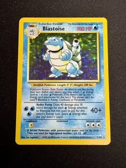 Pokemon Blastoise Base Set Holo Rare 100 HP 2/102 English 1999 Wizards Card - Image 1