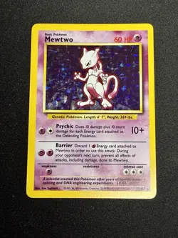 Pokemon Mewtwo Base Set Holo Rare 60 HP 10/102 English 1999 Nintendo Card - Image 1