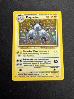 Pokemon Magneton Base Set Holo Rare 60 HP 9/102 English 1999 Wizards Card - Image 1