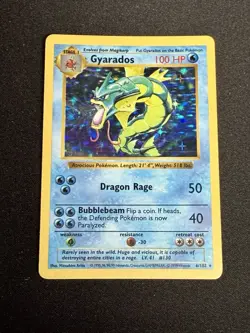 Pokemon Gyarados Base Set Holo Rare 100 HP 6/102 English 1999 Wizards Card - Image 1