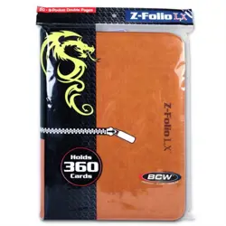 BCW GAMING Z-FOLIO 9-POCKET LX ALBUM Orange HOLDS 360 CARDS ZIPPER CLOSURE - Image 1