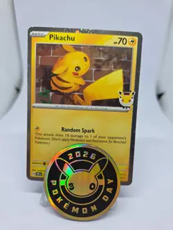 Pikachu Pokemon Day 2026 Promo Card 051/162 with Coin - Image 1
