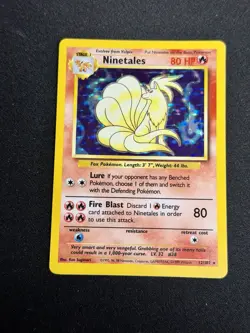 Pokemon Ninetales Base Set Holo Rare 80 HP 12/102 English 1999 Wizards Card - Image 1