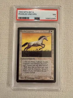MTG Magic The Gathering Pearled Unicorn Beta PSA 7 - Image 1