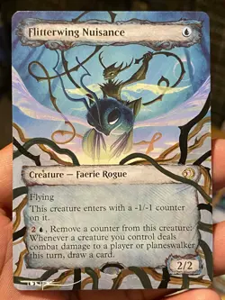 Flitterwing Nuisance Showcase MTG Lorwyn Eclipsed Hand Painted Altered Art Tentz - Image 1