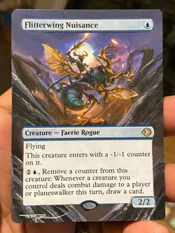 Flitterwing Nuisance MTG Lorwyn Eclipsed Hand Painted Extended Altered Art Tentz - Image 1