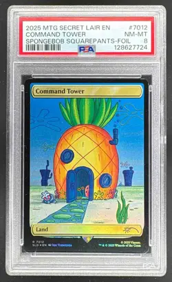 7724 Command Tower 2025 Magic: The Gathering SpongeBob Secret Lair Foil PSA 8 - Image 1