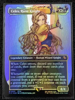 Celes, Rune Knight [Borderless Foil] #201 Final Fantasy Magic The Gathering - Image 1