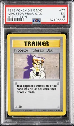 1999 POKEMON BASE SET 1ST EDITION #73 IMPOSTOR PROFESSOR OAK PSA 5 - Image 1