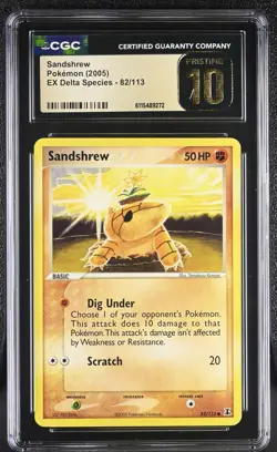 CGC PRISTINE 10 Pokemon Sandshrew 82/113 2005 EX Delta Species - Image 1