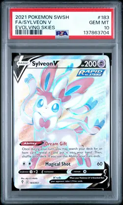 2021 Pokemon Evolving Skies Sylveon V Full Art #183 GEM MT PSA 10 - Image 1