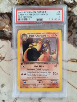 PSA 7 NEAR MINT Dark Charizard 4/82 1ST EDITION Team Rocket HOLO Pokemon Card - Image 1