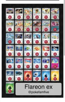Flareon ex Deck - Pokemon TCG Tournament Ready - 4th Place Sydney - @pokefamfive - Image 1