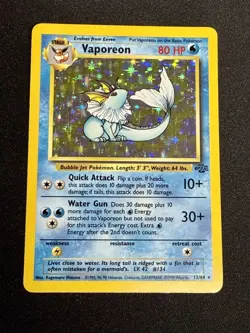 Pokemon Vaporeon Jungle Holo Rare 80 HP Stage 1 12/64 English 1999 Wizards Card - Image 1