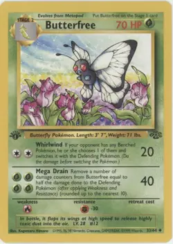 Butterfree Pokemon Jungle 1st Edition "d" Error Card #33 - Image 1