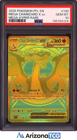 Pokemon 2025 Mega Charizard X EX 130 Gold MHR Phantasmal Flames GEM MINT PSA 10 - Image 1