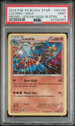 2016 Pokemon Black Star Promo Steam Siege Blisters Lucario Holo #XY140 PSA 9 - Image 2