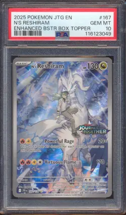 2025 POKEMON JOURNEY TOGETHER N'S RESHIRAM #167 ILLUSTRATION RARE IR PSA 10! - Image 1