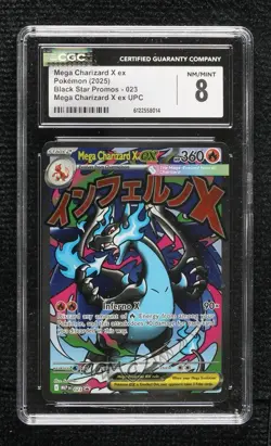 Mega Charizard X ex Pokemon Evolution Black Star (MEP) Promo CGC 8 - Image 1