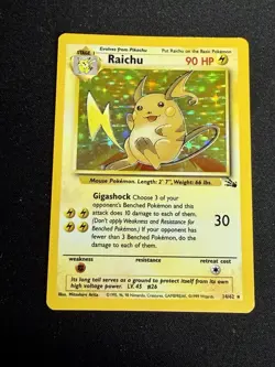 Pokemon Raichu Fossil Holo Rare 90 HP Stage 1 14/62 English 1999 Wizards Card - Image 1