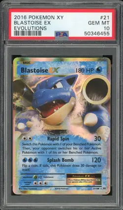 2016 Pokemon XY Evolutions Blastoise Ex #21 GEM MT PSA 10 Ultra Rare - Image 1