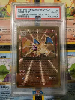 PSA 8 Gold Metal Charizard Pokemon Celebrations Ultra Premium Collection UPC #4 - Image 1