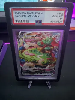 Pokemon Snorlax VMAX 142/202 Sword & Shield Full Art Holo PSA 10 Gem MT - Image 1