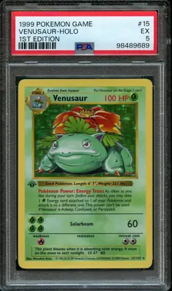 Pokemon THICK Stamp Venusaur Holo #15 | PSA 5 EX | 1st Edition Base Set 1999 - Image 1