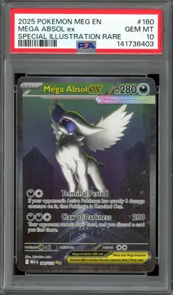 Pokemon TCG Mega Evolution #180 Mega Absol ex Special Illustration Rare PSA 10 - Image 1