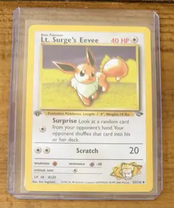 Pokemon TCG Lt. Surge’s Eevee #51/132 Gym Challenge Non Holo 1st Edition - Image 1