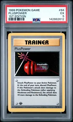1999 POKEMON BASE SET 1ST EDITION #84 PLUSPOWER PSA 5 - Image 1