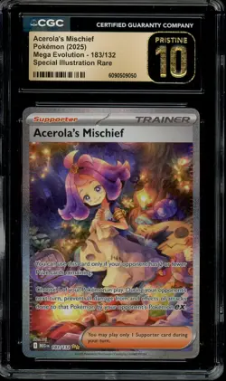 Pokemon TCG Mega Evolution #183 Acerola's Mischief SIR CGC PRISTINE 10 - Image 1