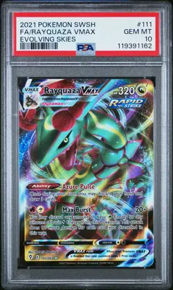 2021 Pokemon Evolving Skies Rayquaza Vmax Full Art #111 GEM MT PSA 10 - Image 1