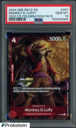 #7 2024 One Piece EN 2023 CS Celebration Pack #007 Monkey D. Luff PSA 10 - Image 1