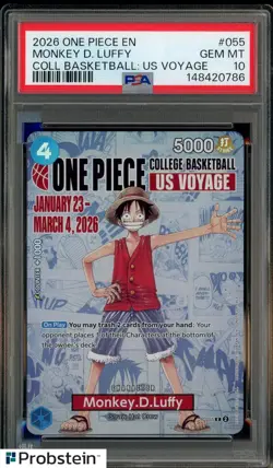 2026 One Piece EN College Basketball US Voyage #055 Monkey D Luffy PSA 10 - Image 1