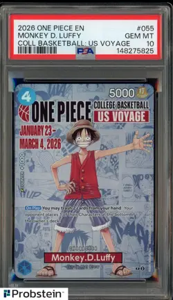 2026 One Piece EN College Basketball US Voyage #055 Monkey D Luffy PSA 10 - Image 1
