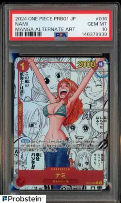 2024 One Piece Japanese PRB01 Manga Alternate Art #016 Nami PSA 10 GEM MINT - Image 1