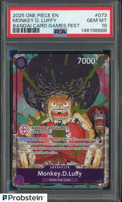 2025 One Piece EN Bandai Card Games Fest #073 Monkey D. Luffy PSA 10 GEM MINT - Image 1
