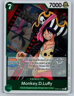 One Piece Card Game OP02-041 R Monkey D Luffy Foil Character TCG - Image 1
