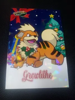 Pokemon 2024 Card Database Christmas Set Growlithe Cracked Holo Peru US Seller - Image 1