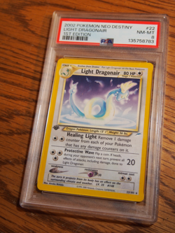Pokemon 2002 1st Edition Neo Destiny Light Dragonair card, PSA 8 - Image 1