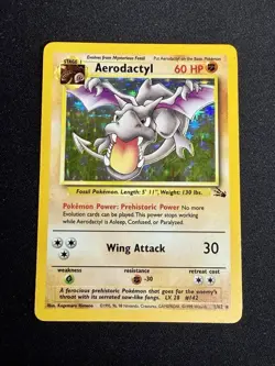 Pokemon Aerodactyl Fossil Holo Rare 60 HP Stage 1 1/62 English 1999 Wizards Card - Image 1