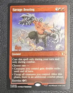Savage Beating (Foil Etched) #548 (NM) Commander Masters CMM Magic MTG - Image 1